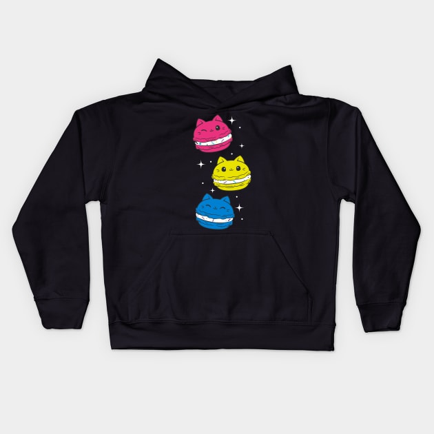 Pansexual Pride Flag Month Pansexuality Cat Cute Macaron Kids Hoodie by Graphic Monster